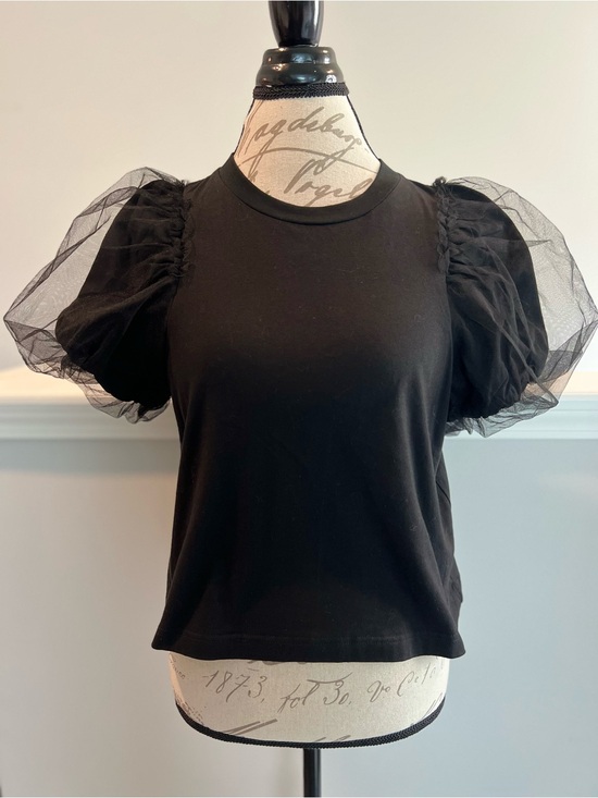 Day + Moon Tops - NWT Day + Moon Black Tulle Puff Sleeve Top Size Small